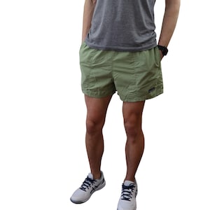 Vintage jaren 90 1999 Patagonië nylon mesh gevoerde tassen zwempak zwembroek 3 4" binnenbeenlengte shorts heren medium small 30 32 34 groen retro hardloopgym