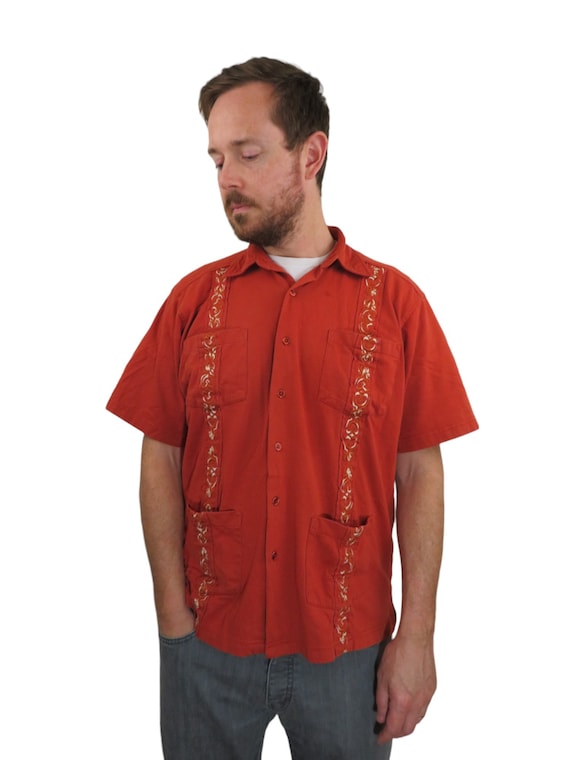 80s/cuban shirt/cubavera/short sleeve - Gem