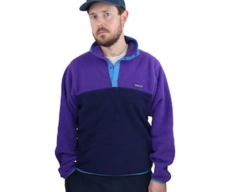 Vintage 90s 1992 Patagonia Synchilla Snap T Purple Fleece Jacket