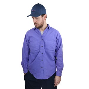 Vintage 80er 90er Patagonia Soft Chamois Langarm Button Down Flanell Board Shirt Damen Large Herren Medium Purple Jagd Angeln Guide