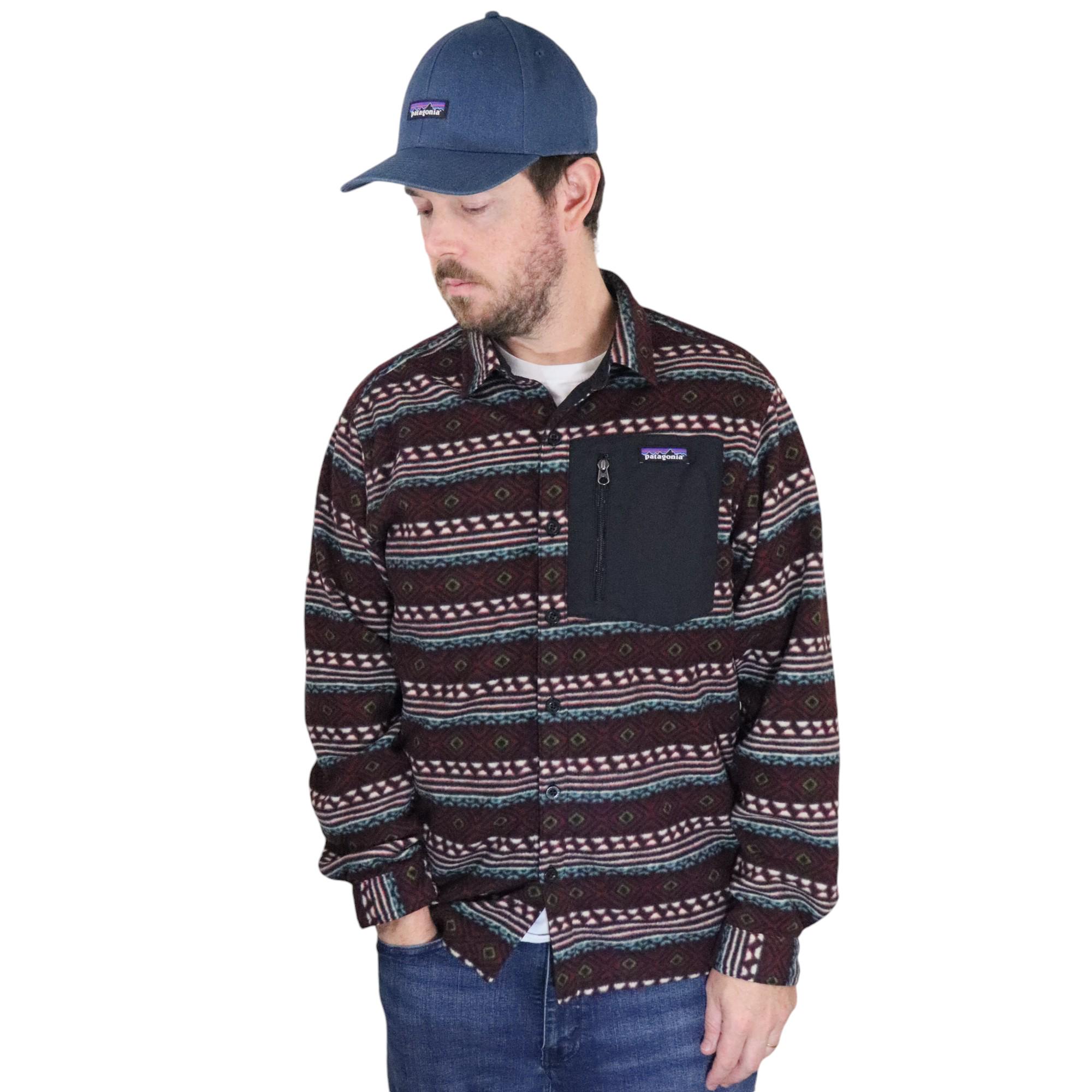 Y2K Patagonia Saltillo Aztec Tribal Print Synchilla Micro D Button Down Fleece Shirt Jacket Mens Medium Shacket Red Long Sleeve Southwestern Etsy