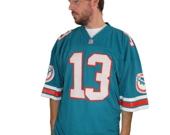 Vintage 90s Russell Dan Marino NFL Jersey Size 48 Large Sewn Stitched Authentic Football Shirt Teal Blue #13 Athletic Mesh Rare Hall Of Fame