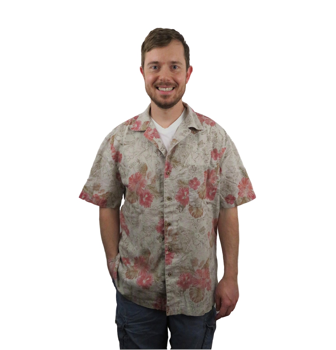 Island Shores Mens Hawaiian Shirt Large Floral Hibiscus Cuba Etsy