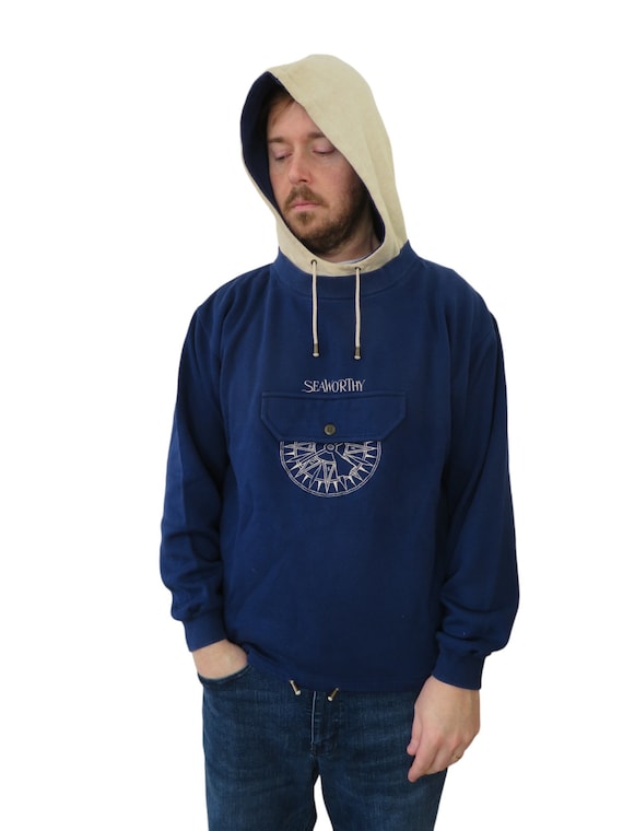 Vintage 80s 90s Eddie Bauer Mens Seaworthy Nautical Sailing Hooded  