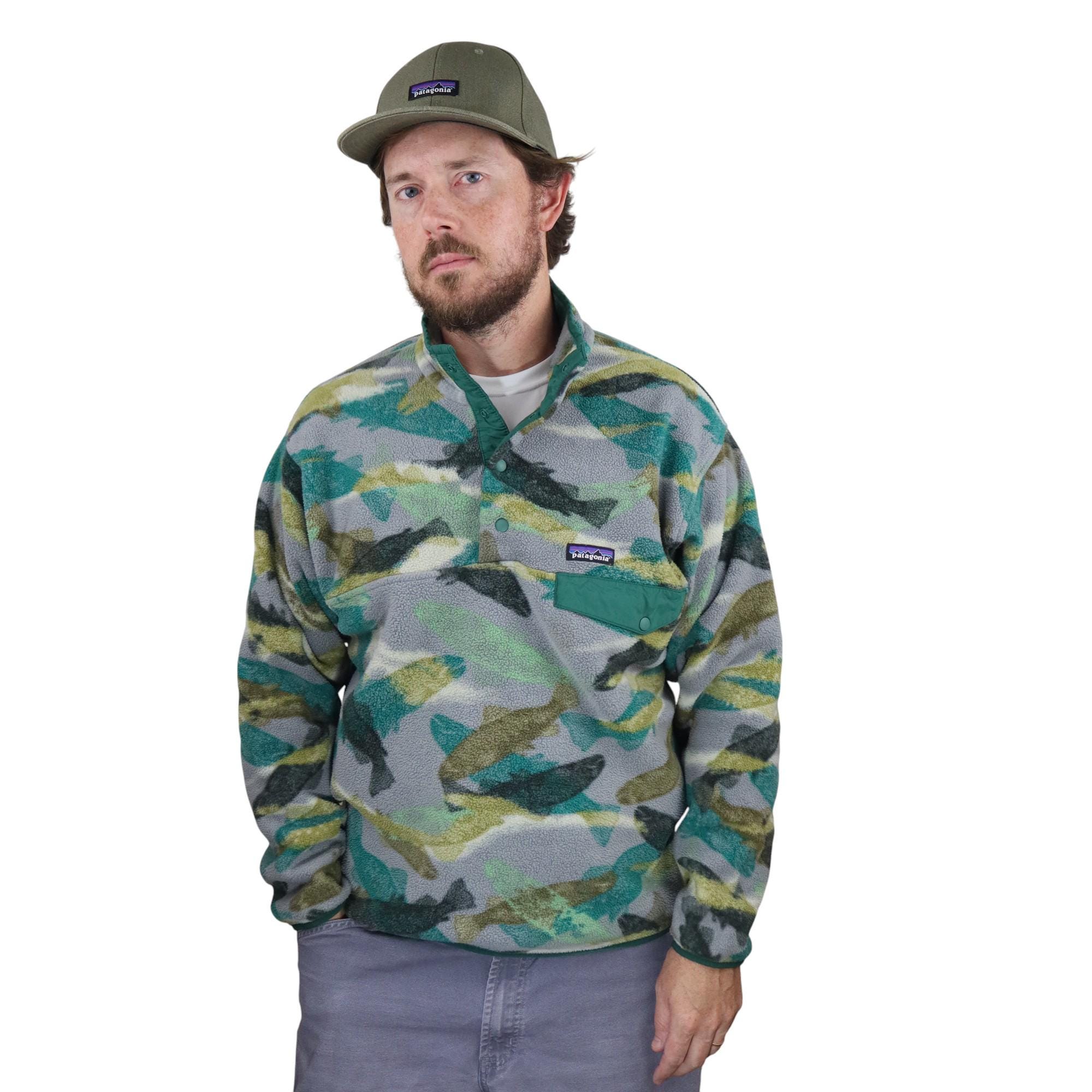 Patagonia Trout Tails Fish Synchilla Fleece Snap T Pullover Jacket