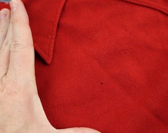 Chemise en coton et lin pour hommes - Rouge - Double poche - Manches