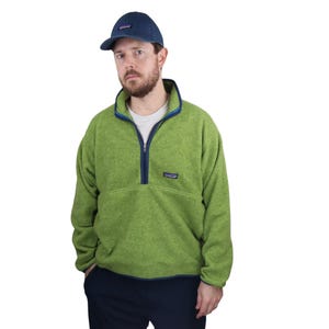 Vintage 2000 Patagonia Marsupial Synchilla Fleece Pullover Jacket Mens Large Medium Unisex Womens Retro Green Sweater Sweatshirt Coat 90s
