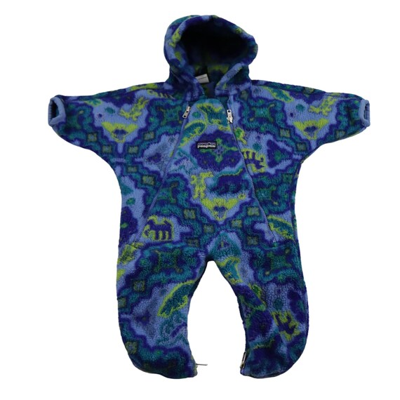 Vintage 90s Y2K Patagonia Made in USA Animal Print Aztec Tribal Fleece Bunting Baby Newborn Infant 0 3 Months Hooded Owl Alligator Synchilla Etsy UK