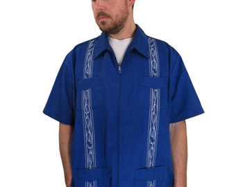 Vintage 80s Haband Guayabera Full Zip Shirt - Sz 3XL - Lounge