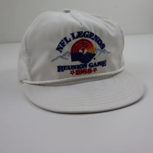 Vintage 80s Made In USA NFL Legends Reunion Game 1988 Snapback Mens Hat Cap White Hall Of Fame Adjustable 90s Sports Specialties Football