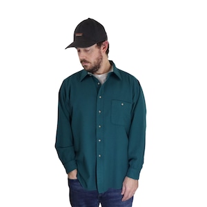 Vintage 70s Pendleton Green Plaid Elbow Panel Flannel Shirt