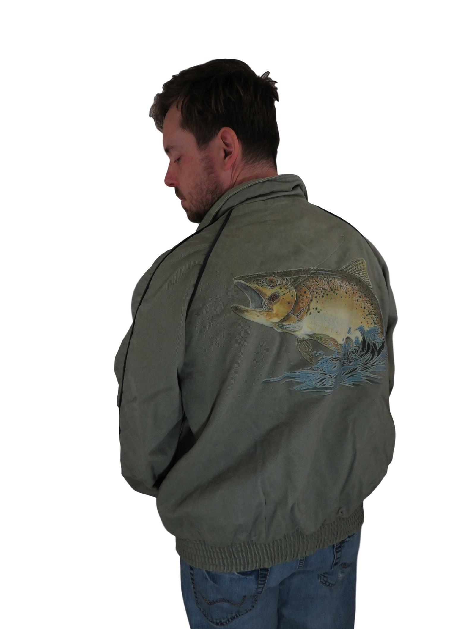 Vintage Brassada Men's Fly Fishing Trout Bomber Jacket XL Etsy