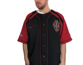 Vintage 90s Y2K Nike Arizona Diamondbacks MLB Snake Baseball Jersey Mens Size XL 2XL Authentic Sewn Heavyweight Stitched Shirt Black Red