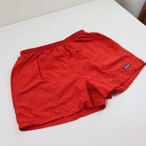 Vintage Patagonia Nylon Mesh Lined Baggies Swim Suit Trunks 4&quot; Inseam Shorts Mens Large Medium 32 34 36 Red Yellow Retro Running Athletic