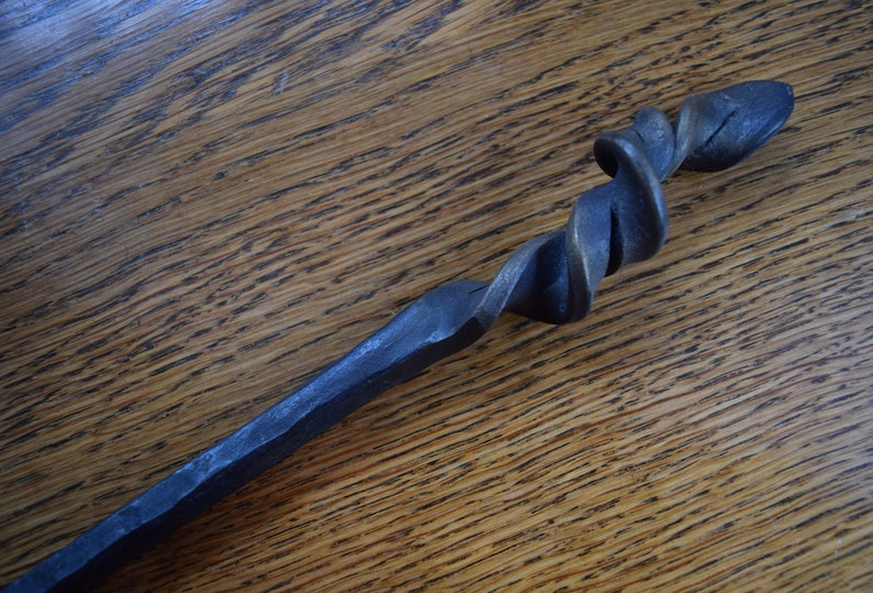 Hand Steel Blacksmith Fire Poker With Twisted End Etsy