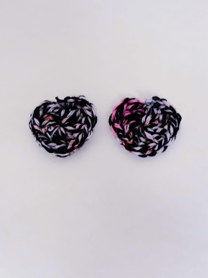 Crochet rainbow heart earrings image 2