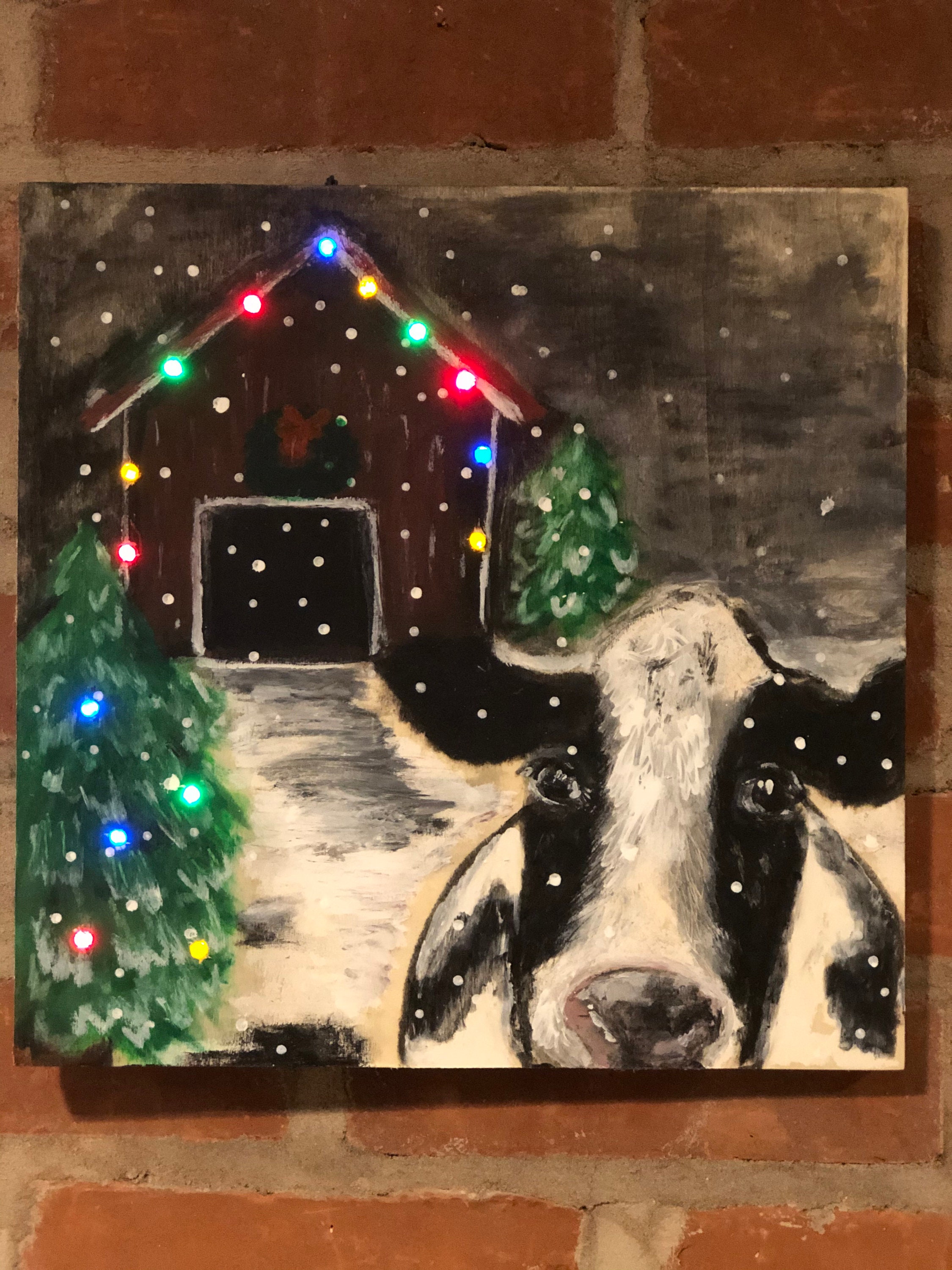 Christmas Cow Light up Sign Etsy