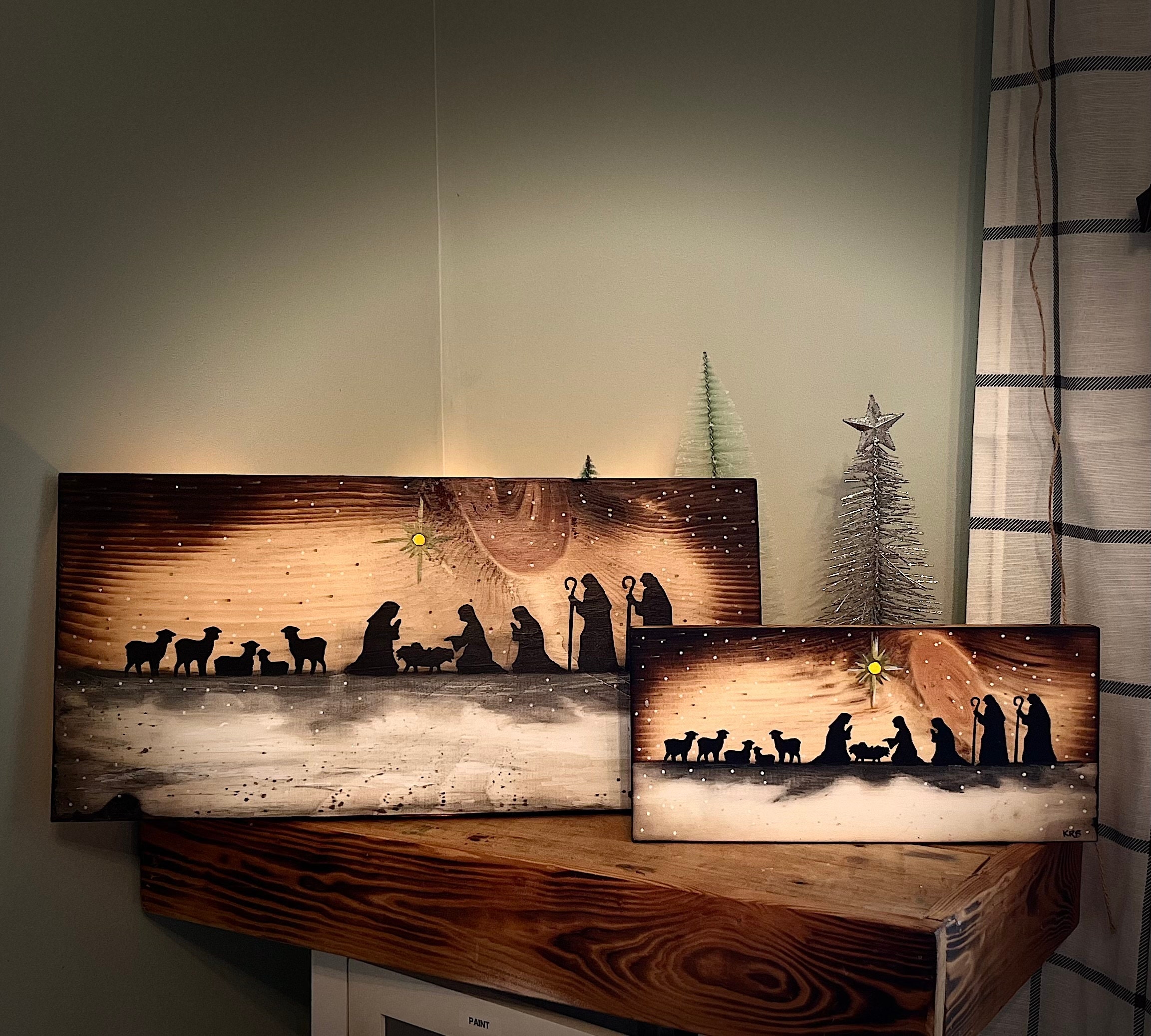 Rustic Nativity Light up Rustic Wood Nativity Scene - Handpainted and Handcrafted With ...
