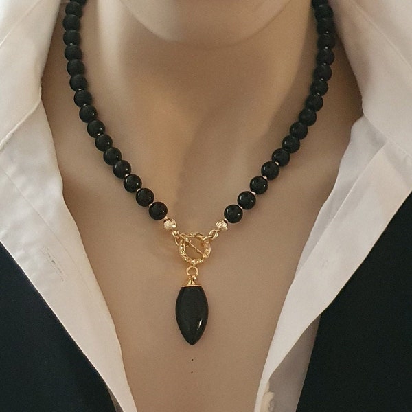 Black Onyx Necklace Etsy