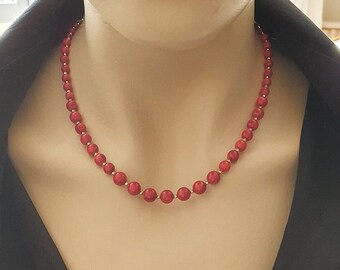 Red Coral Necklace  - Genuine Coral Bead Necklace, Perfect Anniversary Gift, Gift For Mom, Elegant Coral Necklace For Women