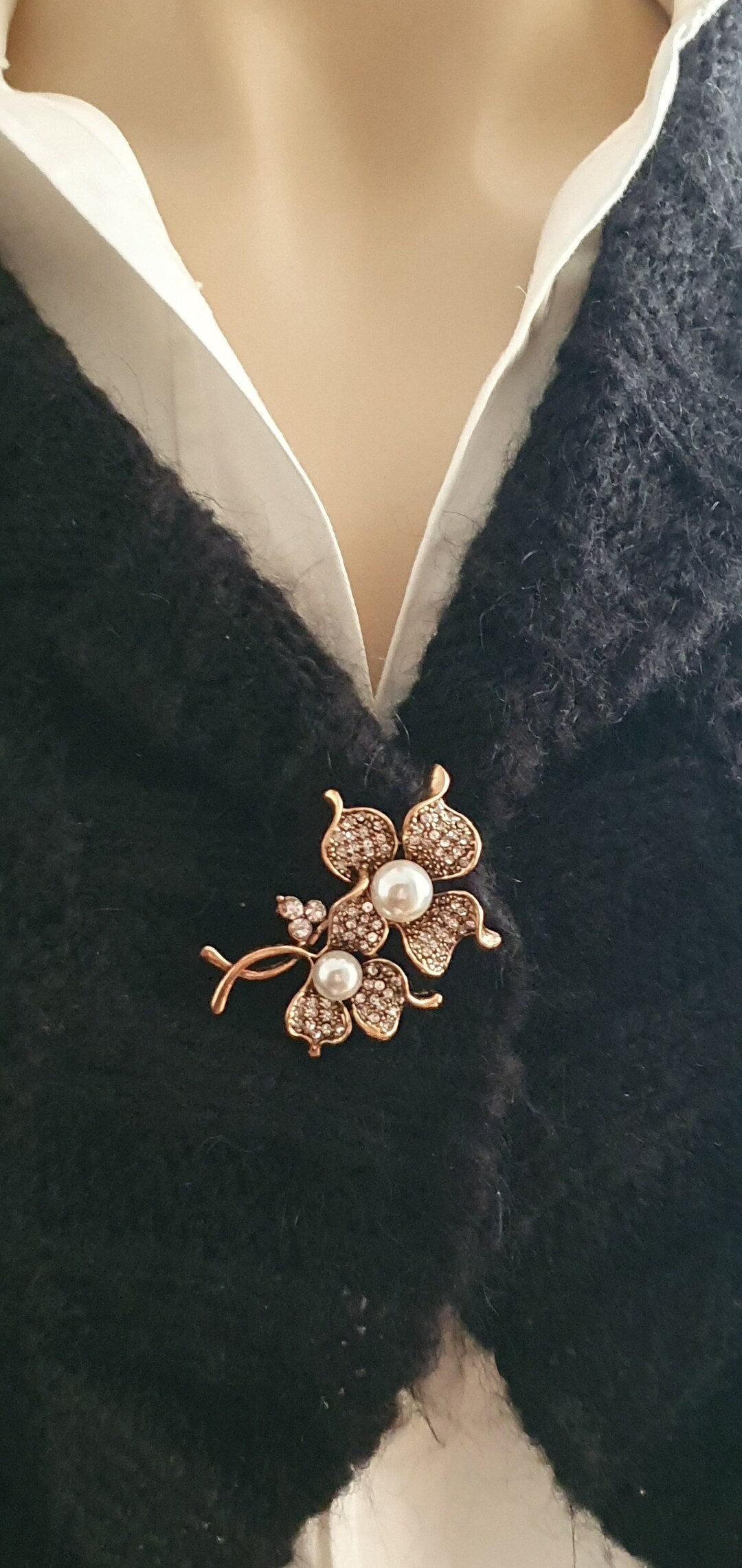 Broche Bouquet De Fleurs Blanches Broche Perlé Broche - France