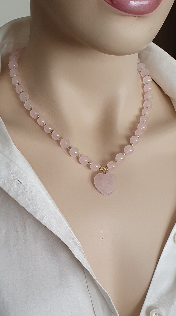 Rose Quartz Natural Cut Necklace for Unconditional Love