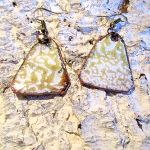 Earrings triangle No. 325 hanging earrings enamel on copper handmade unique enamelled