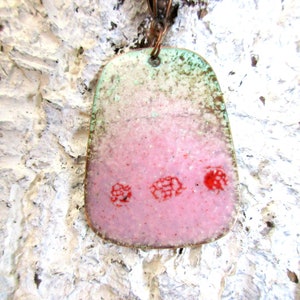 Necklace with pendant No. 255 Series &quot;Krakelee&quot; - croaking applied enamel on copper