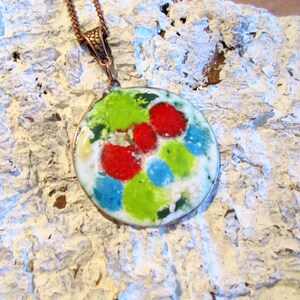 Handmade pendant No.238 "colorful" enamel on copper Handmade unique