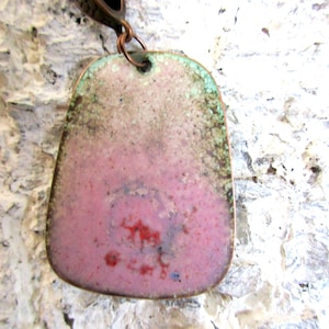 Necklace with pendant No. 254 series &quot;Krakelee&quot; - enamel applied scratching on copper