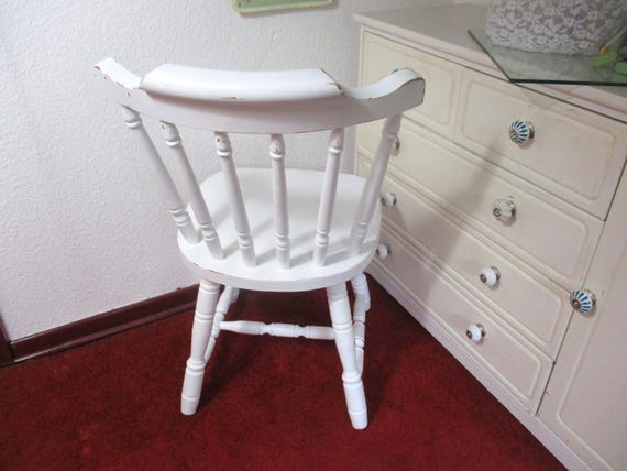1 of 2 Comfortable Wooden Chair Rung Chair 60s Shabby Chic