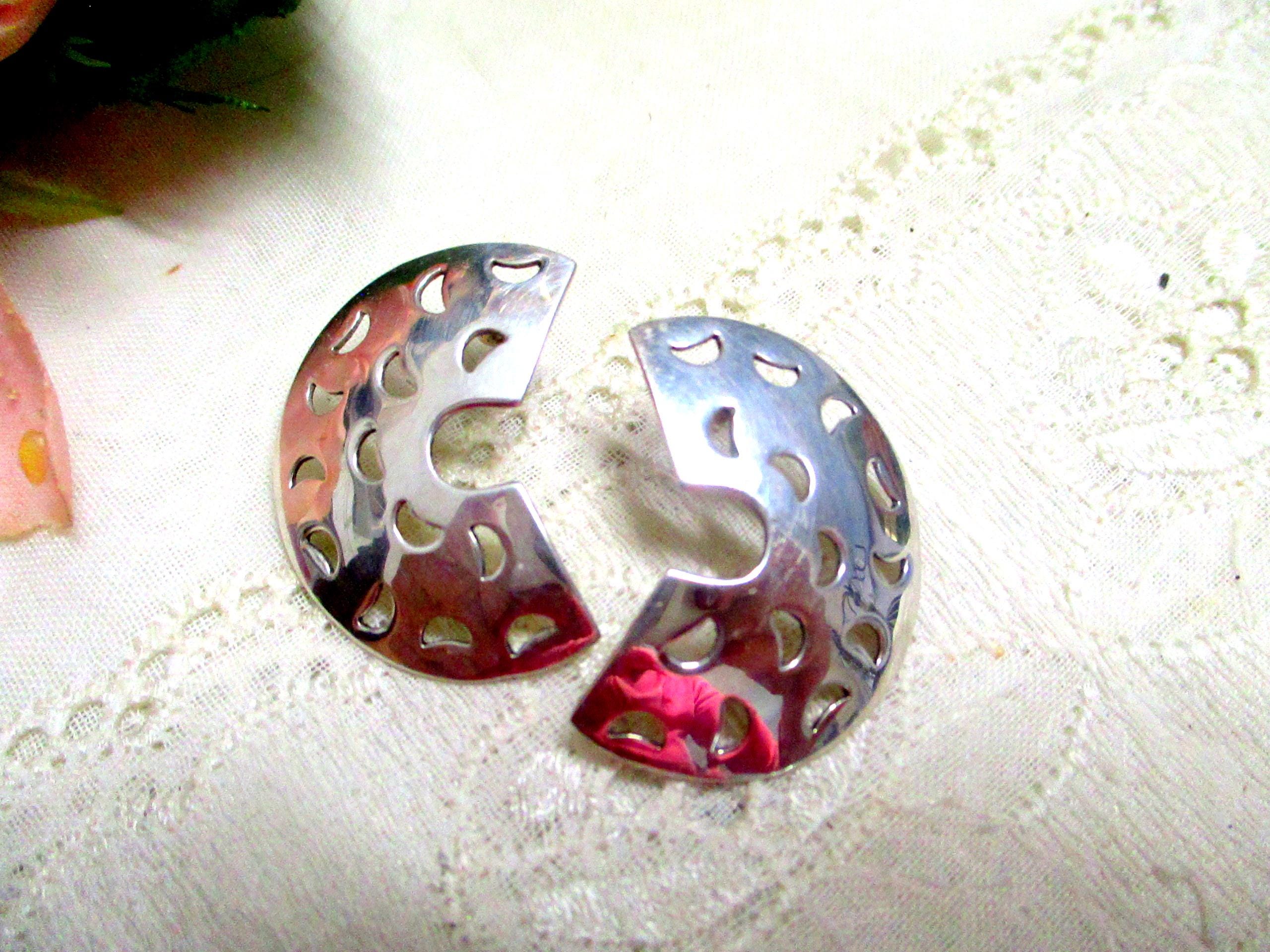 Beautiful silver stud earrings large openwork semicircle 925 sterling silver earrings 3.1 x 2.2 cm ladies gift