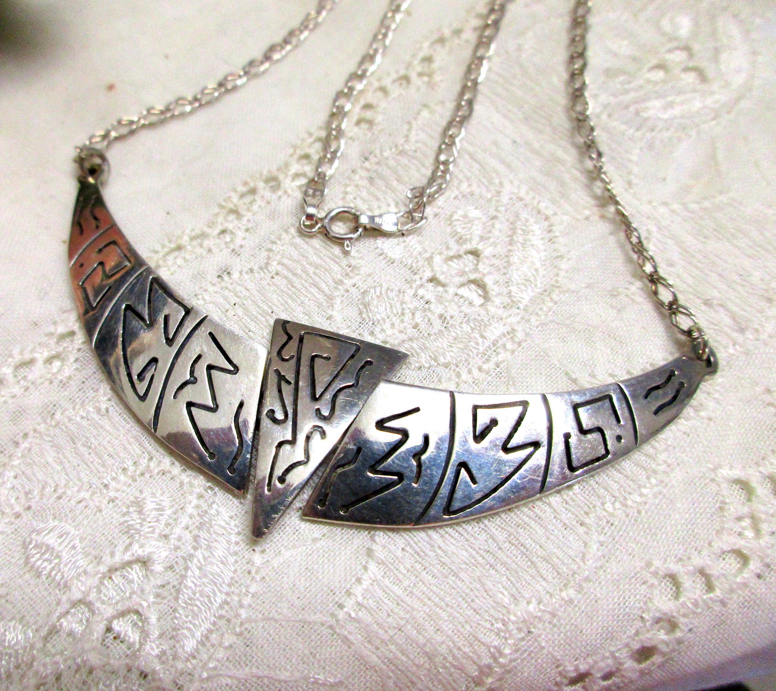 【 mexican　jewelry　925 】 S 46 Gorgeous Vintage Mexico Silver Chain Necklace 925