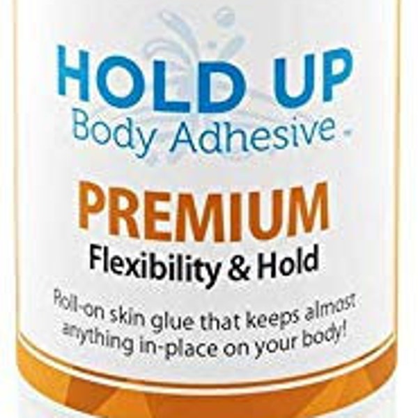 Hold Up Body Adhesive Premium, Roll-On Applicator, Glue for Compression Socks, Stockings, Costumes, Clothing - Sweat Resistant - 2 oz.