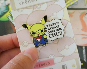 cosplaying pikachu (detective pikachu) anime enamel pin