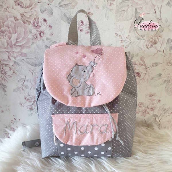 Kindergartenrucksack, Rucksack Kind, Kindergartentasche, Elefant, mit Namen