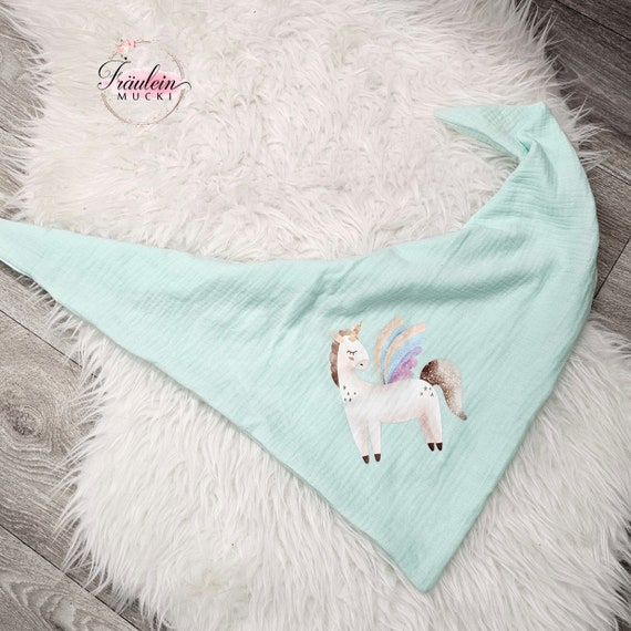 Halstuch Einhorn Kinder aus Musselin Größen Dreieckstuch Einhorn - Main Image