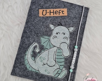 U-Heft-Hülle aus Filz, individuell, Drache, Untersuchungsheft, U-Heft, personalisiert, Geschenk, Geburt, Babyparty