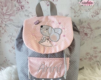 Kindergarten backpack, backpack child, kindergarten bag, mouse, with name