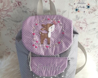 Kindergartenrucksack, Rucksack Kind, Kindergartentasche, Reh, mit Namen