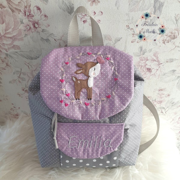 Kindergartenrucksack, Rucksack Kind, Kindergartentasche, Reh, mit Namen