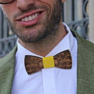 Flower wooden bow tie Gift for men Groomsmen Wedding Birthday gift  Gift for boyfriend Bow tie Bowtie Wood bow tie Wooden bowtie