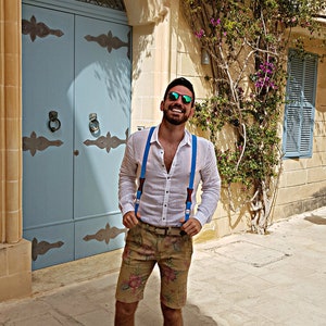 Blue suspenders for men Wedding suspenders Men accessories