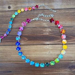 Made with Rainbow Swarovski Crystal handmade Necklace & Bracelet, Rainbow Necklace, Rainbow Bracelet, Jewelry Set, Wedding Jewelry