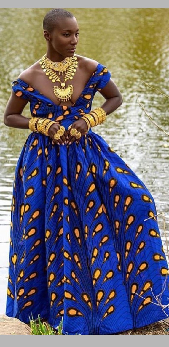 African queen gown african party bardot dress off shouder Etsy