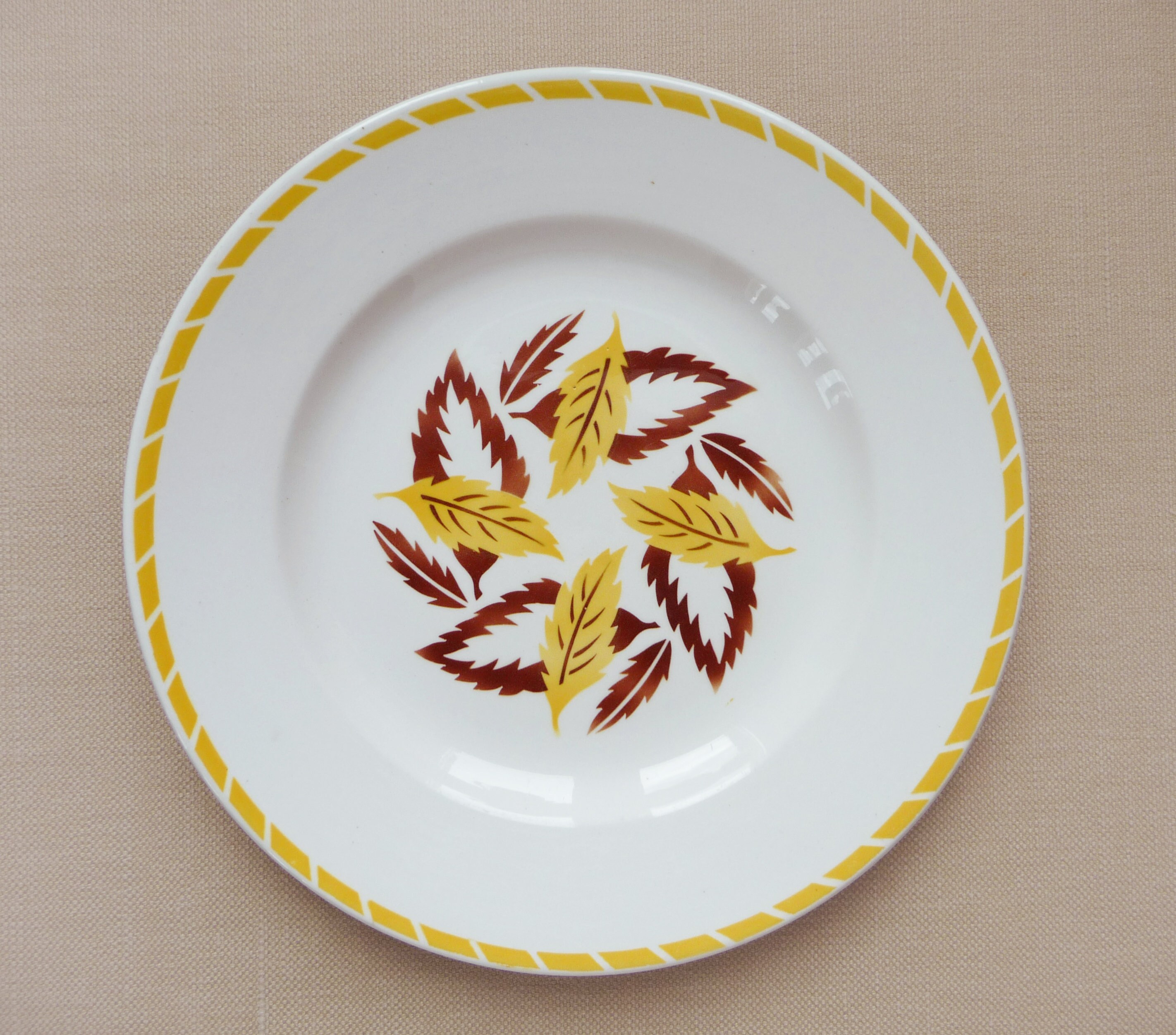 Assiette à Gâteau Vintage, Digoin Reseda, Assiette Tarte, Plat de Service Rond, Faïence, Années 1950