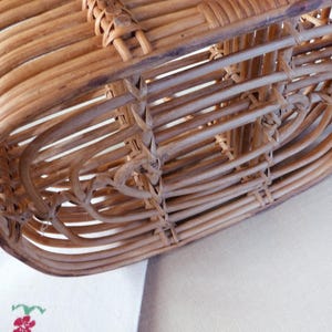 Vintage Rattan Wine Bottle Carrier, French Country Decor, 6-Bottle Rack image 10