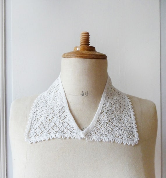 Vintage White Cotton Embroidered Collar, Retro We… - image 1