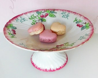 Compotier Montmorency de LONGWY: Exquisito puesto de frutas de cerezas pintado a mano