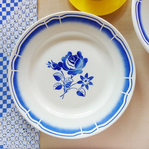 Plat Rond Ancien Badonviller Faïence Fleuri Début XXème, Bon état